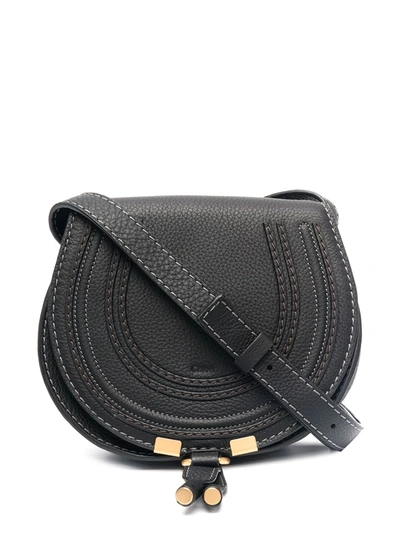 Shop Chloé Mini Marcie Round Saddle Bag In Black