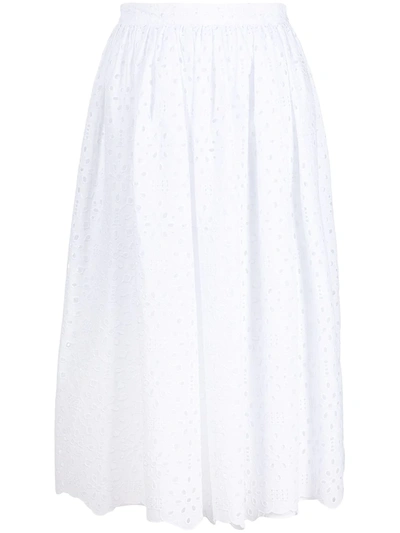 Shop Vivetta Broderie Anglais Midi Skirt In White