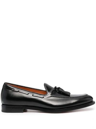 Shop Santoni Tassel Slip-on Loafers In Black