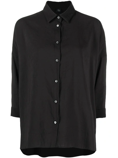 Shop Fay Cropped Sleeve Blouse In Nero