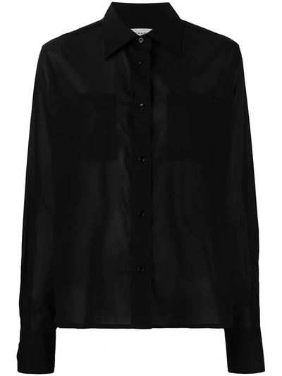 Shop Lemaire Semi-sheer Cotton Shirt In Black