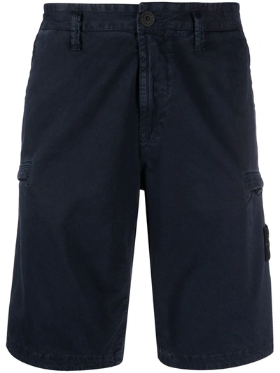Shop Stone Island Logo-patch Cargo Shorts In Blue