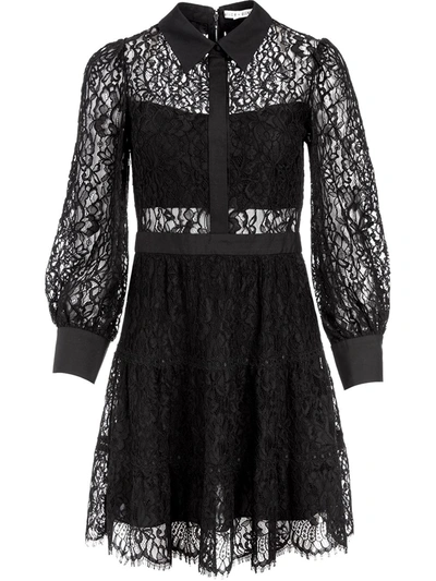 Shop Alice And Olivia Lace-detail Shirt Dress In Black
