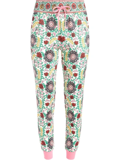 Shop Alice And Olivia Floral-print Cropped Track Pants In White