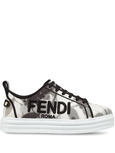 Shop Fendi Flatform Low-top Sneakers In White