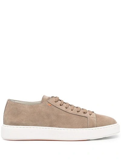 Shop Santoni Logo Low-top Sneakers In Neutrals