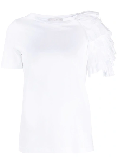 Shop Fabiana Filippi Ruffle-embellished T-shirt In White