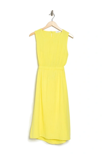 Shop Rd Style Gauze Back Cutout Midi Dress In Yellow