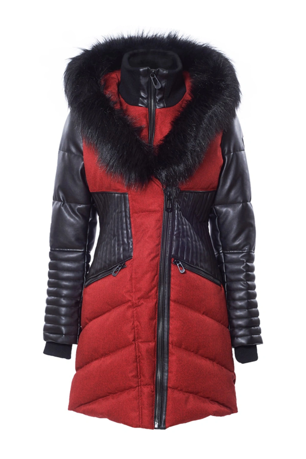 Noize Gigi p Heavyweight Faux Fur Trim Vegan Leather Parka In Chili ModeSens