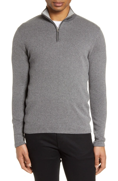 Shop Zachary Prell Newton Cotton & Cashmere Half Zip Pullover In Grey