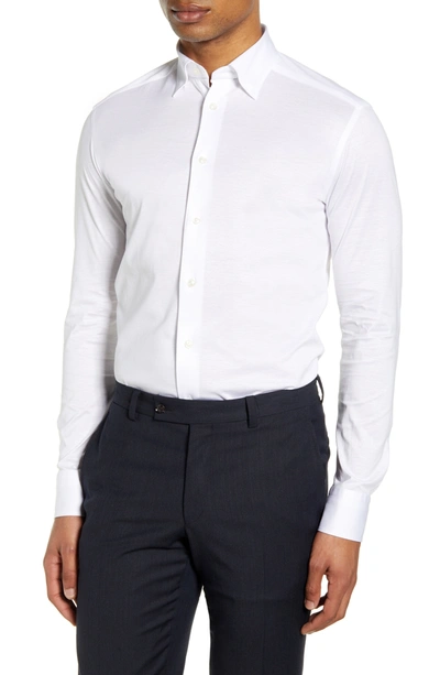 Shop Eton Soft Casual Line Slim Fit Piqué Knit Shirt In White