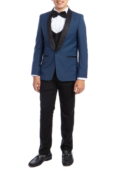 Shop Perry Ellis Portfolio Perry Ellis Indigo Blue 5-piece Tuxedo Set