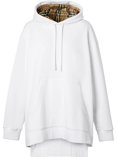 Shop Burberry Logo Cotton Hoodie In White