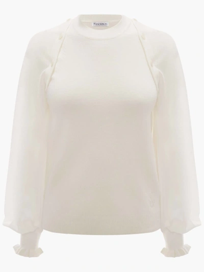 Shop Jw Anderson Detachable Sheer Sleeve Fitted Top In White