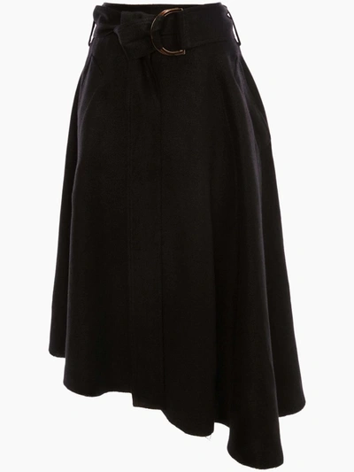 Shop Jw Anderson Asymmetric D-ring Midi Skirt In Black