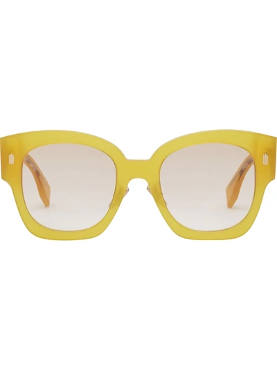 Shop Fendi Sheer Square-frame Sunglasses In Brown