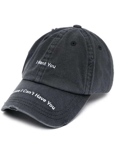Misbhv Embroidered Denim Cap In Black