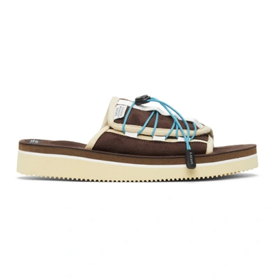 Shop Suicoke Brown & Off-white Olas-ecs Sandals In Brwn/crm