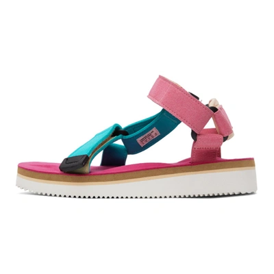 Shop Suicoke Blue & Pink Depa-ecs Sandals In Turquoise P