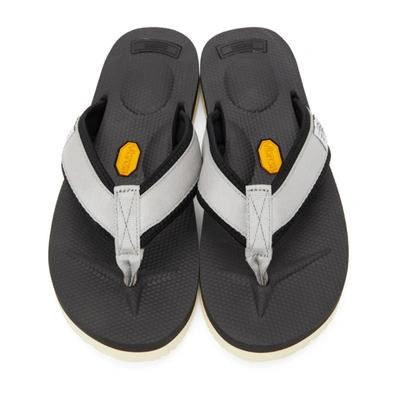 Shop Suicoke Grey & Black Tono-v2 Flip Flops In Gray
