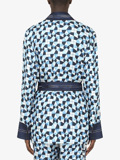 Shop Dolce & Gabbana Majolica-print Wrapped Shirt In Blue