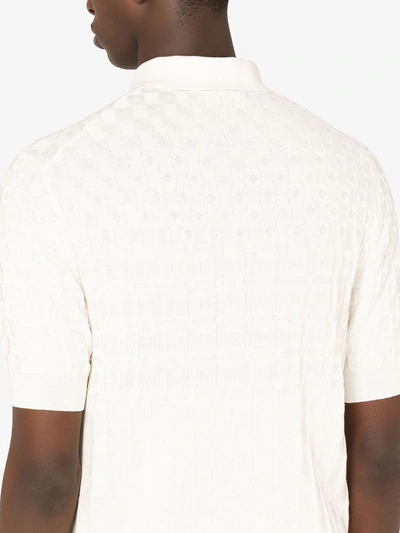 Shop Dolce & Gabbana Jacquard-woven Silk Polo Shirt In White