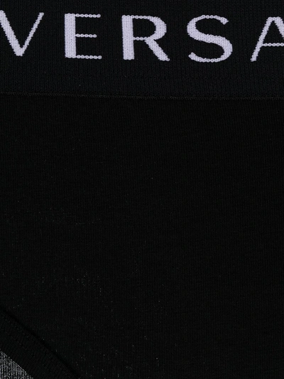 Shop Versace Logo Waistband Briefs In Black