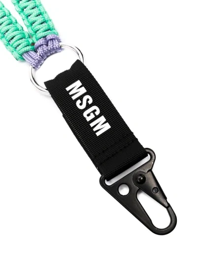 Shop Msgm Logo Print Keyholder In Green