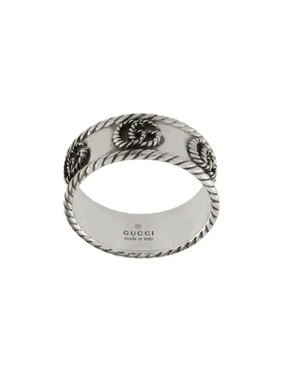 Shop Gucci Double G Band Ring In Silver