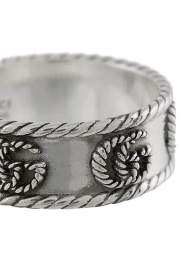 Shop Gucci Double G Band Ring In Silver