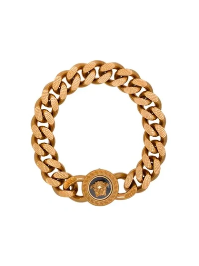 Shop Versace Medusa Chain Bracelet In K41t Nero Oro