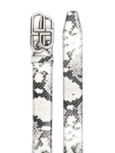 Shop Balenciaga Snakeskin Leather Belt In Black