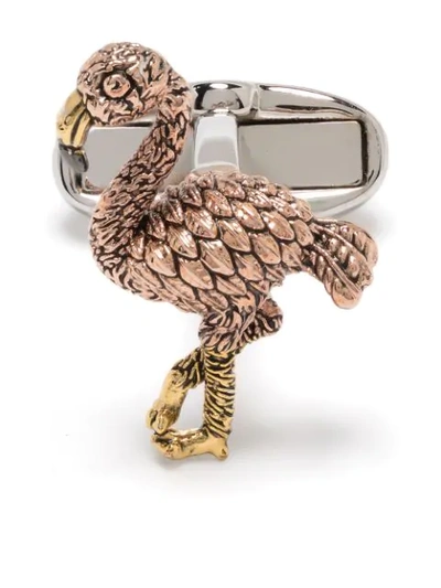 Shop Paul Smith Flamingo Motif Cufflinks In Silver