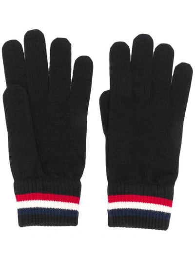 Shop Moncler Logo Patch Gloves In Black