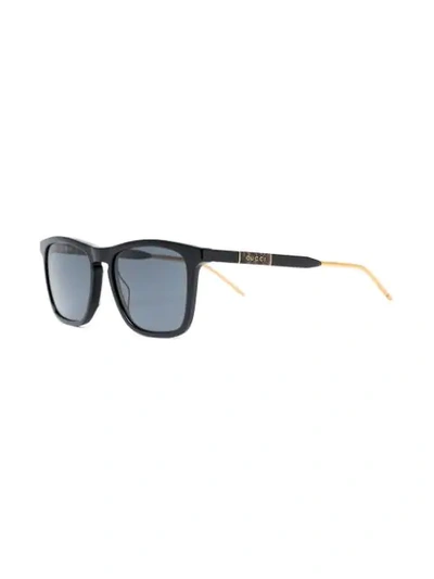 Shop Gucci Square-frame Logo Sunglasses In Black