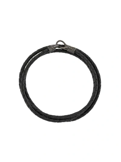 Shop Nialaya Jewelry Wrap-around Leather Bracelet In Black