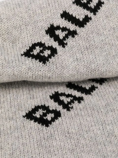 Shop Balenciaga Repeat Logo Pattern Scarf In Grey