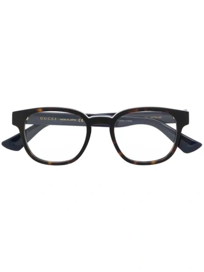 Shop Gucci Tortoiseshell Round-frame Glasses In Brown