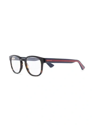 Shop Gucci Tortoiseshell Round-frame Glasses In Brown