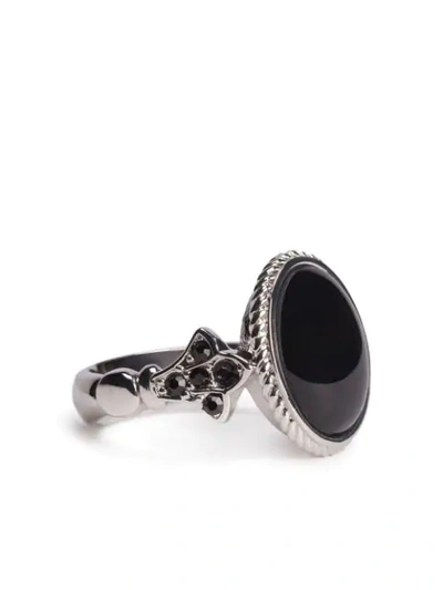 Shop Dolce & Gabbana Crystal-embellished Stone Ring In Silver