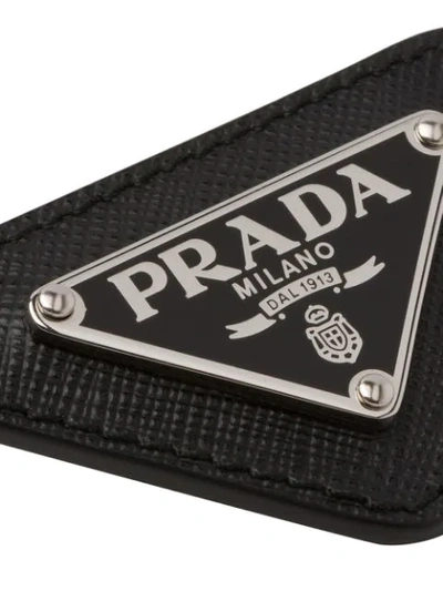 Shop Prada Enamelled Triangular Logo Pin In Black