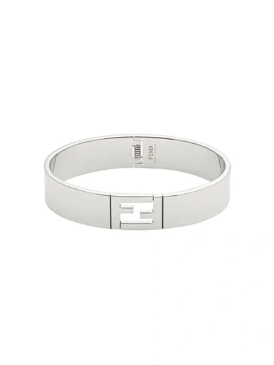 Shop Fendi Ff Bangle Bracelet In Silver