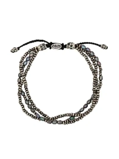 Shop M Cohen Tahitian Pearl Three-layer Bracelet In Silver