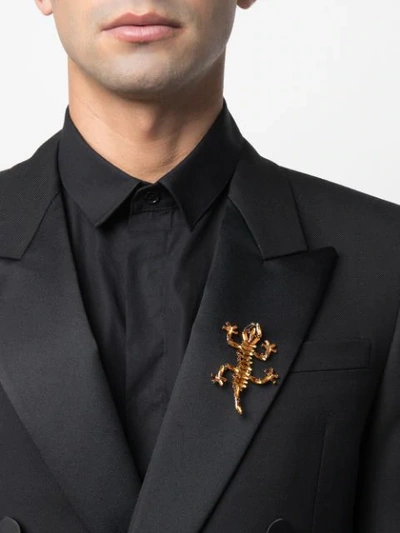 Shop Etro Embellished-gecko Brooch In Orange