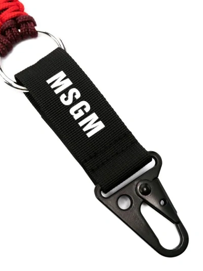 Shop Msgm Logo Print Key Holder In Red