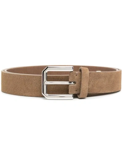 Shop Brunello Cucinelli Leather Skinny Belt In Brown