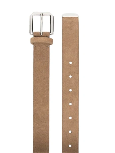 Shop Brunello Cucinelli Leather Skinny Belt In Brown