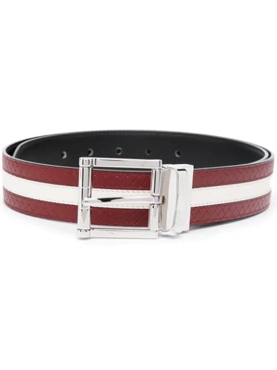 Shop Bally Taylan Striped Leather Belt In Red