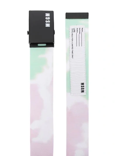 Shop Msgm Tie-dye Print Belt In White