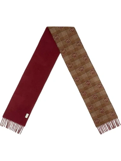 Shop Gucci Gg-motif Fringed-edge Scarf In Brown